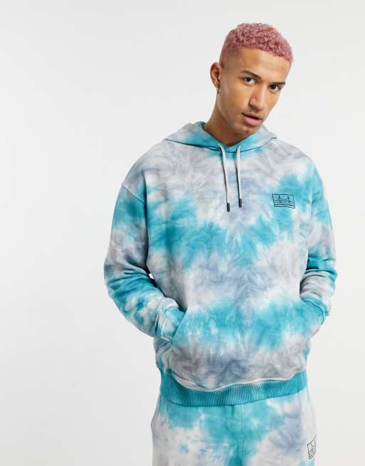 ASOS DESIGN co-ord oversized hoodie in tie dye effect with San Francisco  chest embroidery