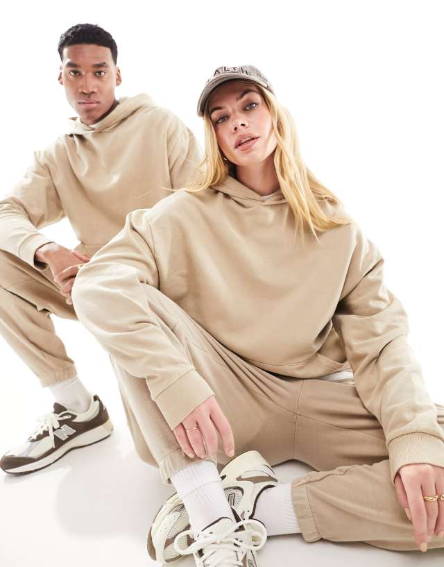 ASOS DESIGN - co-ord oversized hoodie in washed beige