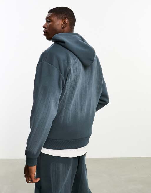 ASOS DESIGN co ord oversized hoodie in washed charcoal with grunge