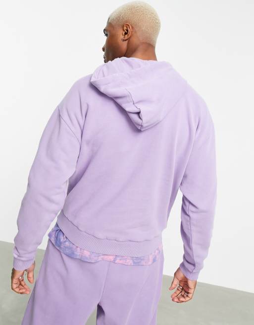 ASOS DESIGN co-ord oversized hoodie in washed purple with text print | ASOS