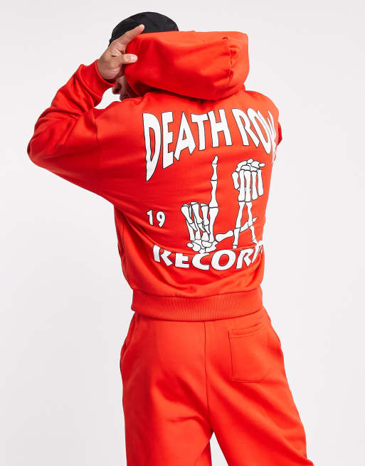ASOS DESIGN co ord oversized hoodie with Death Row Records print in red