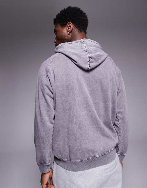 ASOS DESIGN  co-ord oversized hoodie with raglan sleeve in washed grey - GREY, 4 of 4