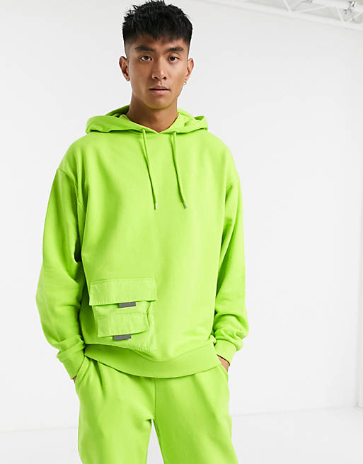 ASOS DESIGN co-ord oversized hoodie with reflective utility pocket ...