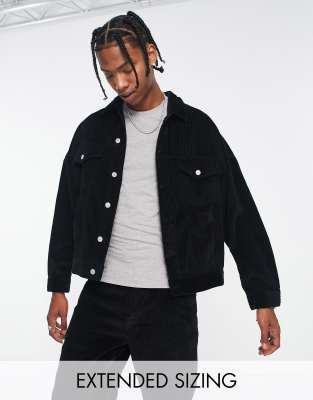 ASOS DESIGN co-ord oversized jacket in black corduroy