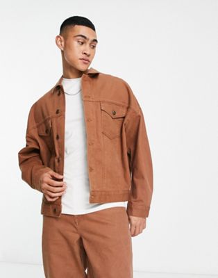 ASOS DESIGN co ord oversized jacket in brown