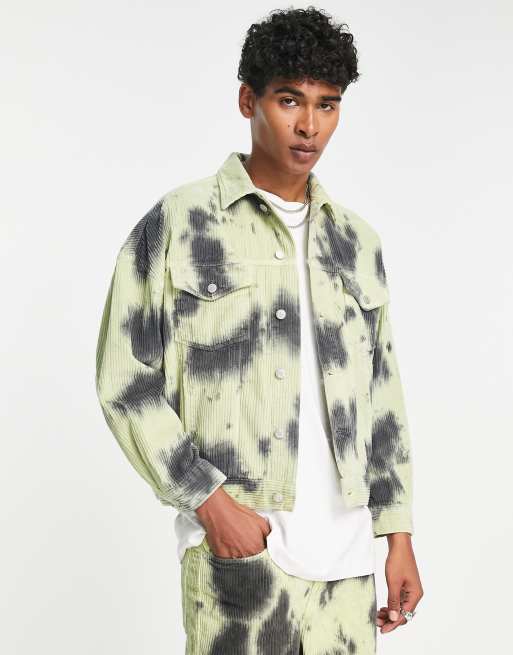 ASOS DESIGN co-ord oversized jacket in cord with tie dye design 