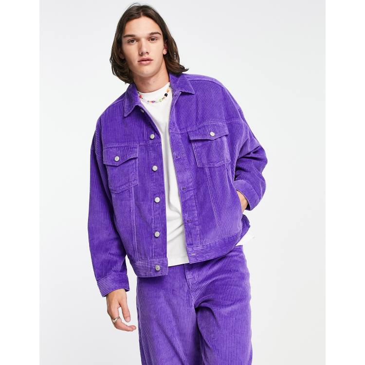 ASOS DESIGN co ord oversized jacket in purple corduroy ASOS
