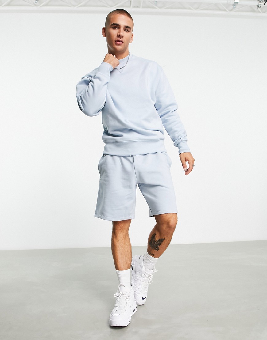 Asos Design Co-Ord Oversized Jersey Shorts With Pintucks In Blue