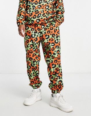 ASOS DESIGN co-ord oversized joggers in all over animal print