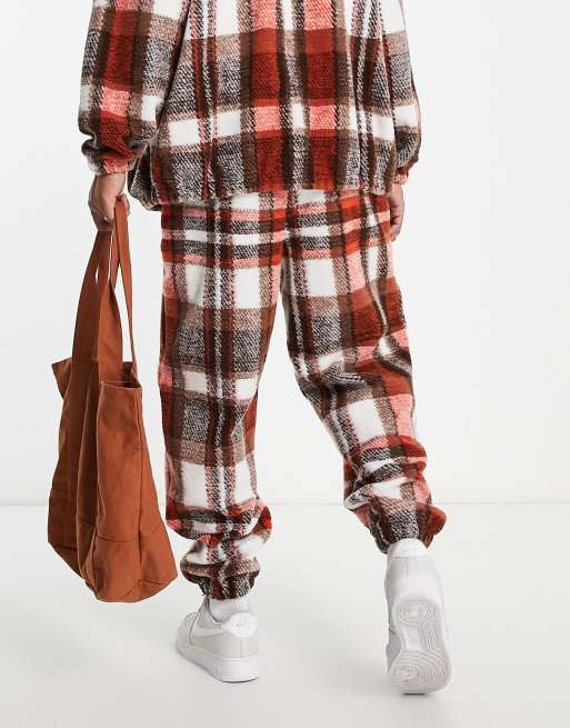 Orange checkered joggers clearance