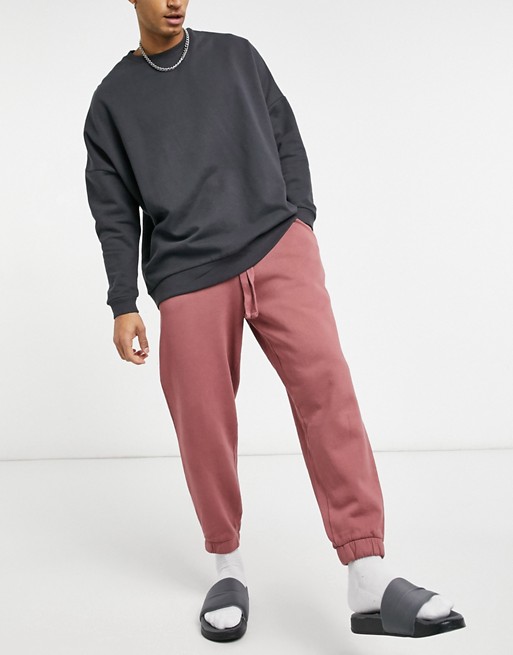 ASOS DESIGN co-ord oversized joggers in washed berry