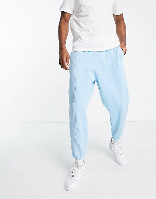  co-ord oversized joggers with piping in pastel blue 