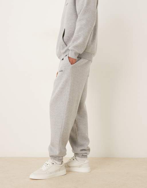 ASOS DESIGN co-ord oversized joggers with print in grey marl, 3 of 5
