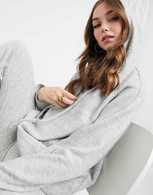 Grey knitted hoodie outlet womens