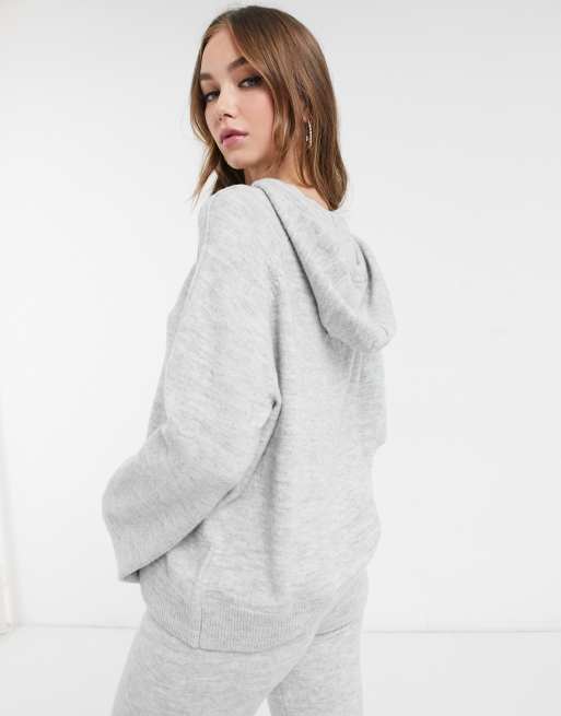 Grey on sale knitted hoodie