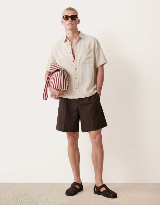 ASOS DESIGN co-ord oversized linen blend shirt in beige, 5 of 5