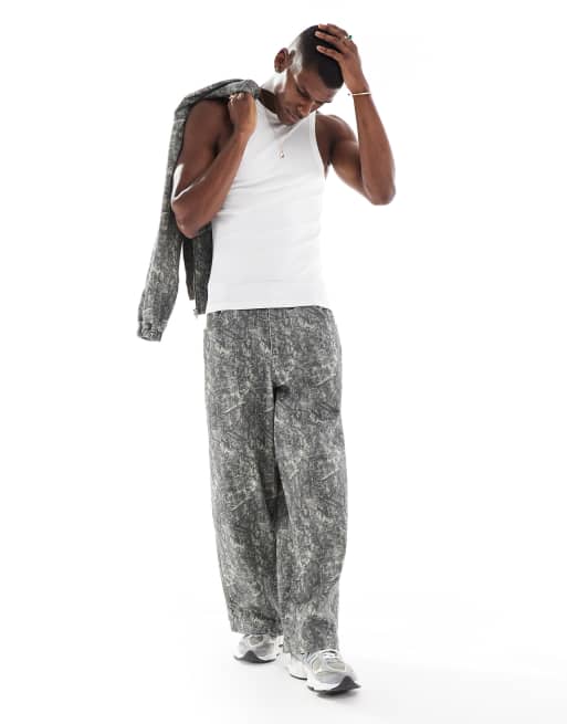 ASOS DESIGN co-ord oversized parachute trousers in camo print