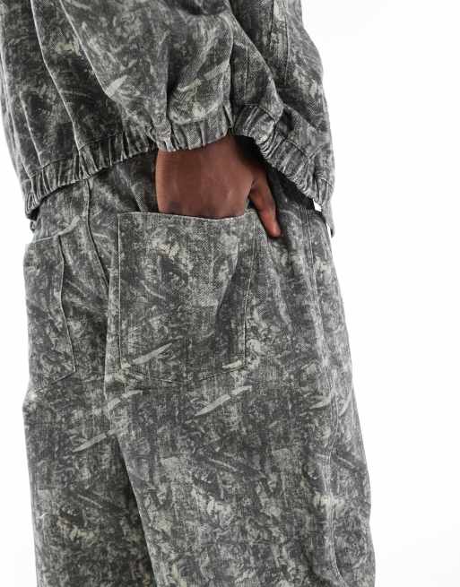 ASOS DESIGN co-ord oversized parachute trousers in camo print