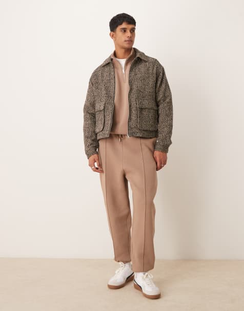 ASOS DESIGN co-ord oversized pintuck jogger in brown - TAN - view 1