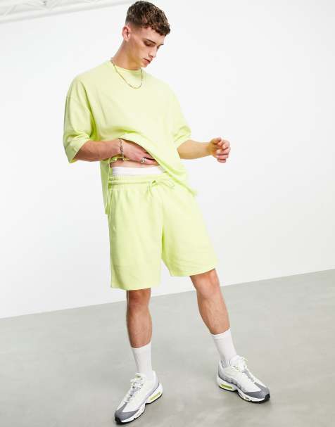 ASOS DESIGN co-ord oversized pique shorts in washed out lime - view 1