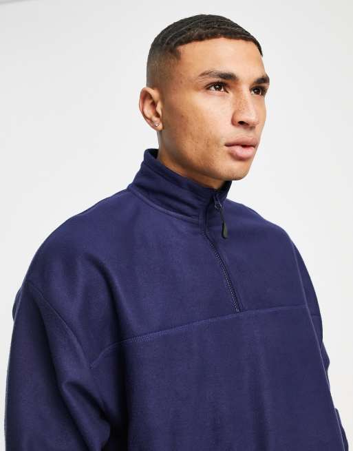 ASOS DESIGN co-ord oversized polar fleece half zip sweatshirt in navy