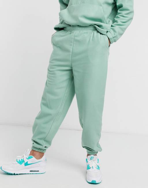 ASOS DESIGN co ord oversized polar fleece joggers in pastel green