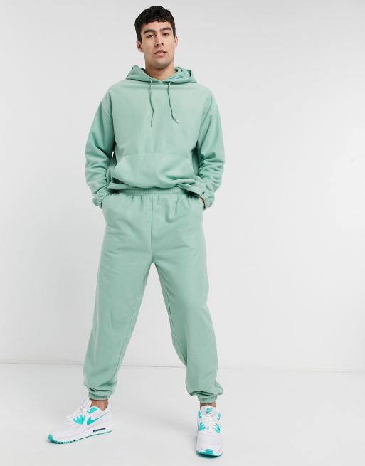 ASOS DESIGN co ord oversized polar fleece joggers in pastel green