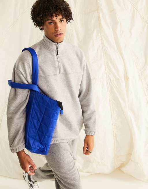 ASOS DESIGN co-ord oversized polar fleece sweatshirt with quarter zip in grey marl