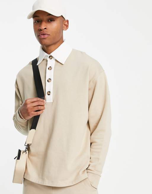 Asos design sweatshirt with polo neck 2025