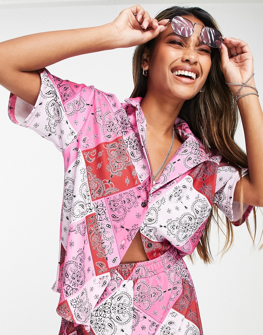 ASOS DESIGN co-ord oversized shirt in bandana print-Multi