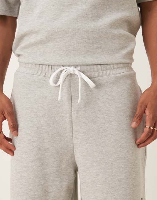 ASOS DESIGN co-ord oversized shorts with embroidery in grey marl, 4 of 5