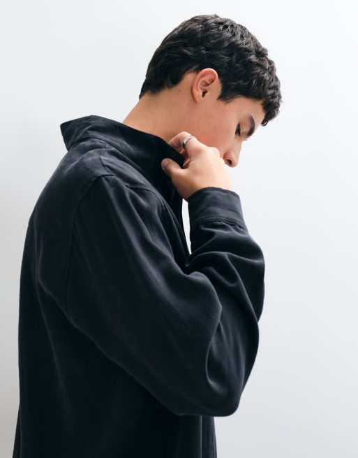ASOS DESIGN co-ord oversized soepelvallend overhemd met opstaande boord in zwart, 2 van 5