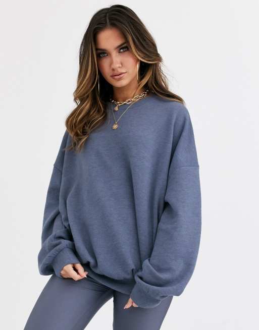 ASOS DESIGN grey oversized super soft sweatshirt and disco legging co-ord