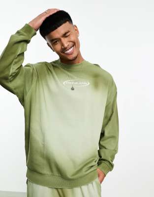 ASOS DESIGN co-ord oversized sweatshirt in khaki gradient wash