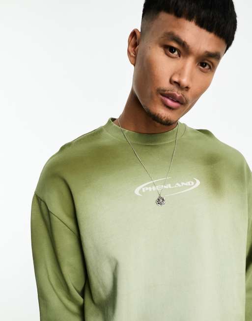 ASOS DESIGN co-ord oversized sweatshirt in khaki gradient wash