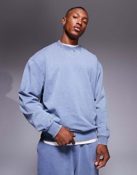 ASOS DESIGN co-ord oversized sweatshirt in washed blue - MBLUE - view 1