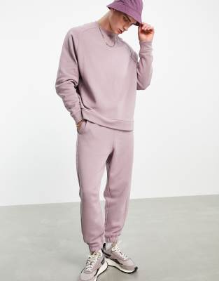 ASOS DESIGN co-ord oversized sweatshirt with ribbed panels in purple