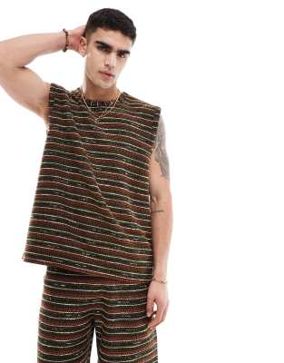 Asos Design Co Ord Oversized Tank Vest In Multi Coloured Crochet Asos