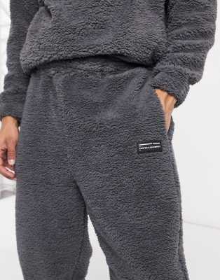 grey teddy joggers