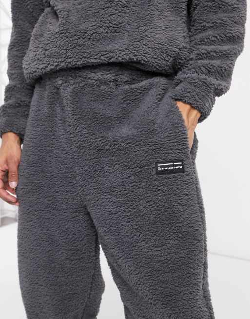 ASOS DESIGN co ord oversized teddy borg joggers in grey ASOS