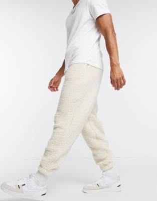 white teddy joggers