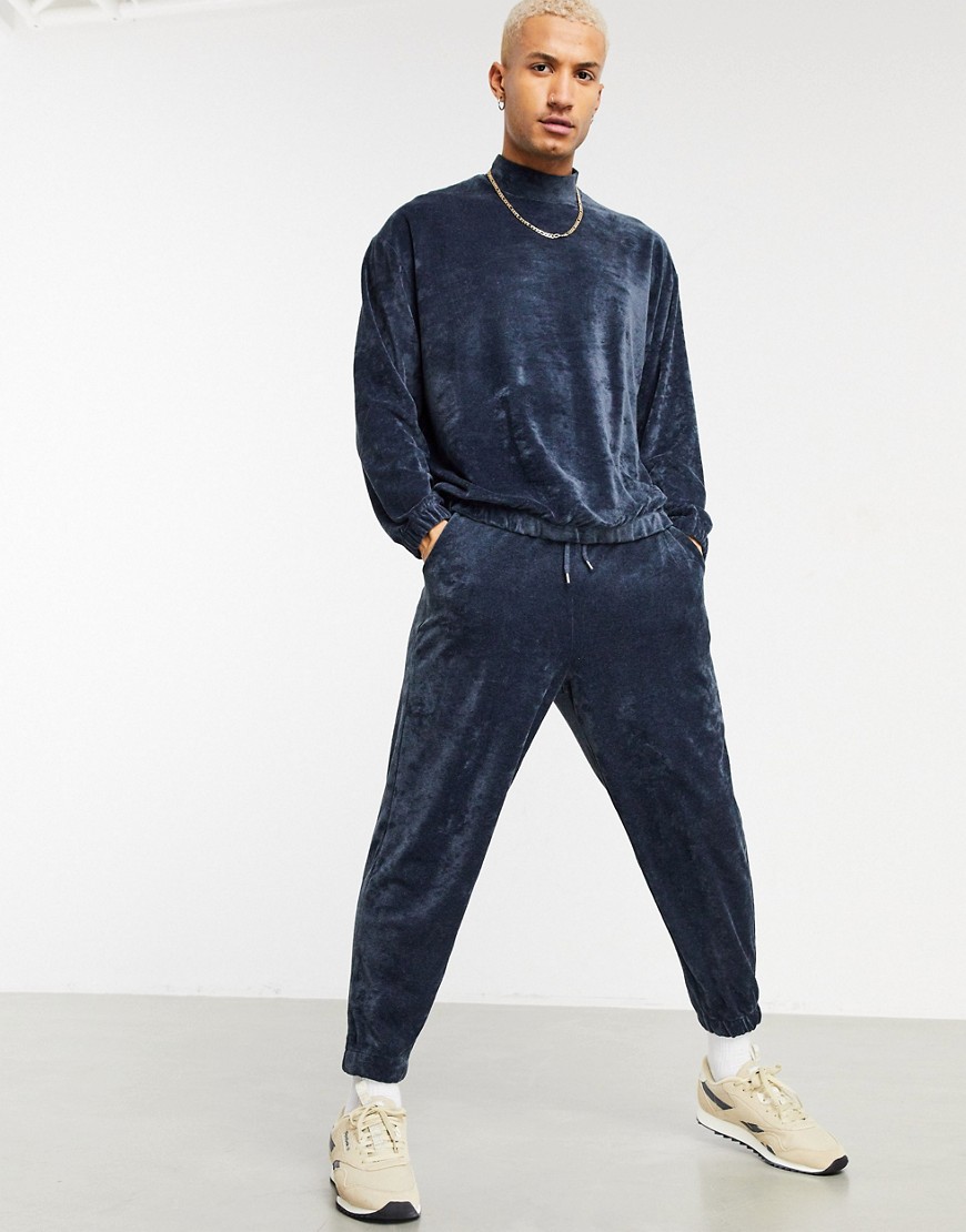 ASOS DESIGN co-ord oversized terrycloth sweatpants in marl-Blues