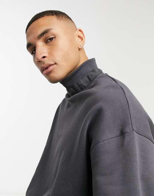 ASOS DESIGN co-ord oversized turtle neck sweatshirt in heavyweight with  embroidered neck rib