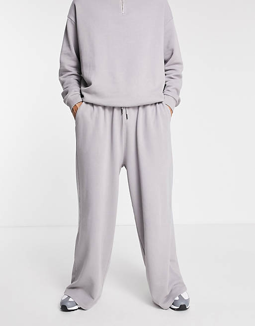  co-ord oversized wide leg joggers in washed grey 