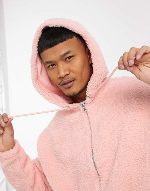 Pink fluffy shop zip up hoodie