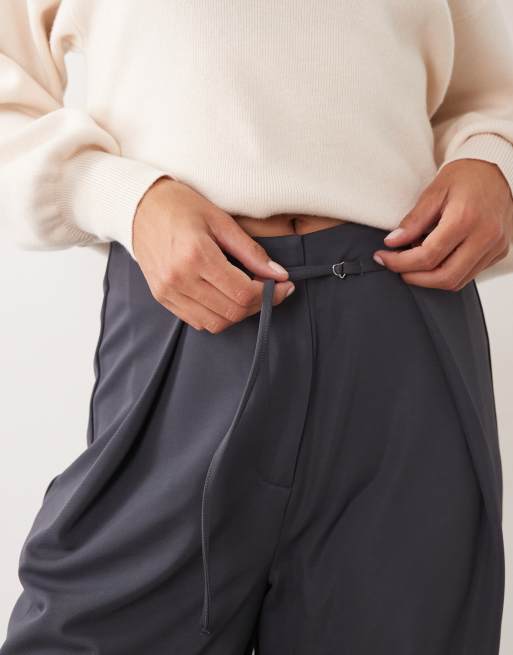 ASOS DESIGN co-ord pantalone in twill fluido a pieghe antracite, 4 di 5