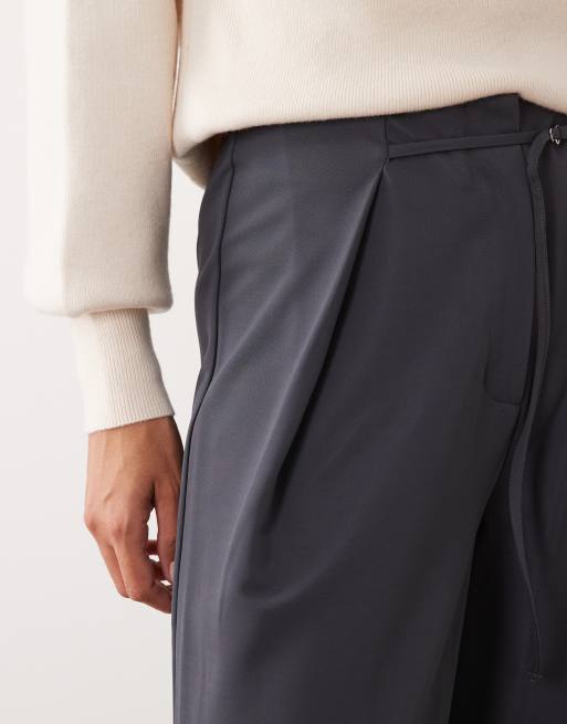ASOS DESIGN co-ord pantalone in twill fluido a pieghe antracite, 5 di 5