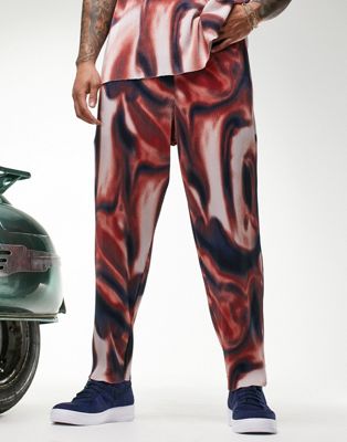 ASOS DESIGN co-ord pleated tapered joggers in wave print