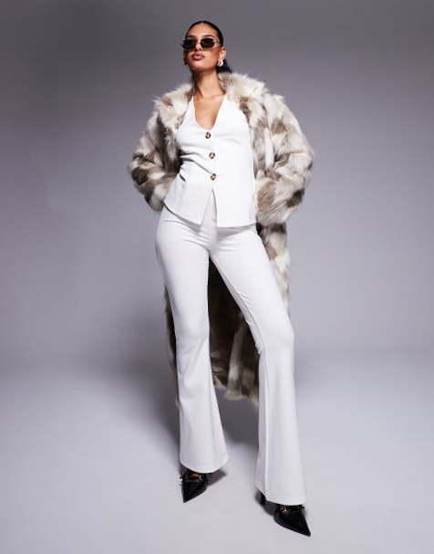 ASOS DESIGN co-ord ponte flare trouser in white - view 1