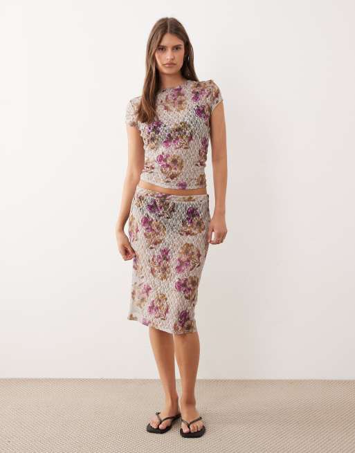 ASOS DESIGN co-ord printed lace baby tee in antique floral print, 2 of 4